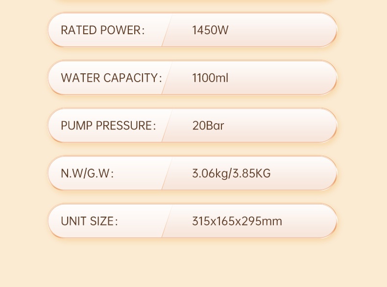 1 Unit CAFELFFEMK-601 Espresso Machine with Milk Frother, 20bar Extraction, Visible Pressure Gauge, Stainless Steel Body, Removable Drip Tray, 1.1L Water Capacity, Coffee Shop Gift Suitable for Lovers/father/mother, Office Equipment