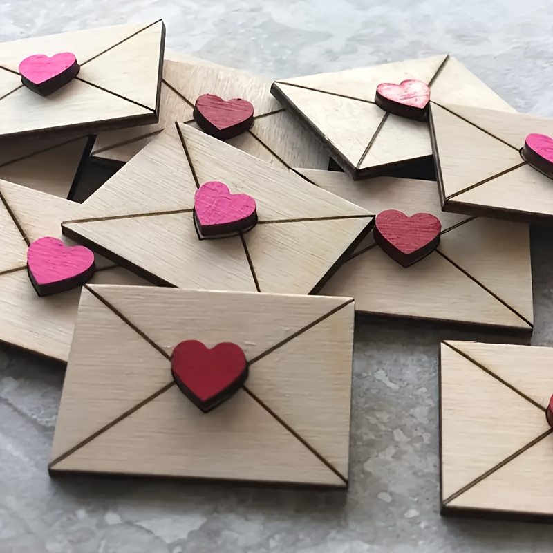 

Valentine's Day -shaped Decor Set, 5pcs & Envelope Mini Signs, Rustic Tiered Tray Decorations