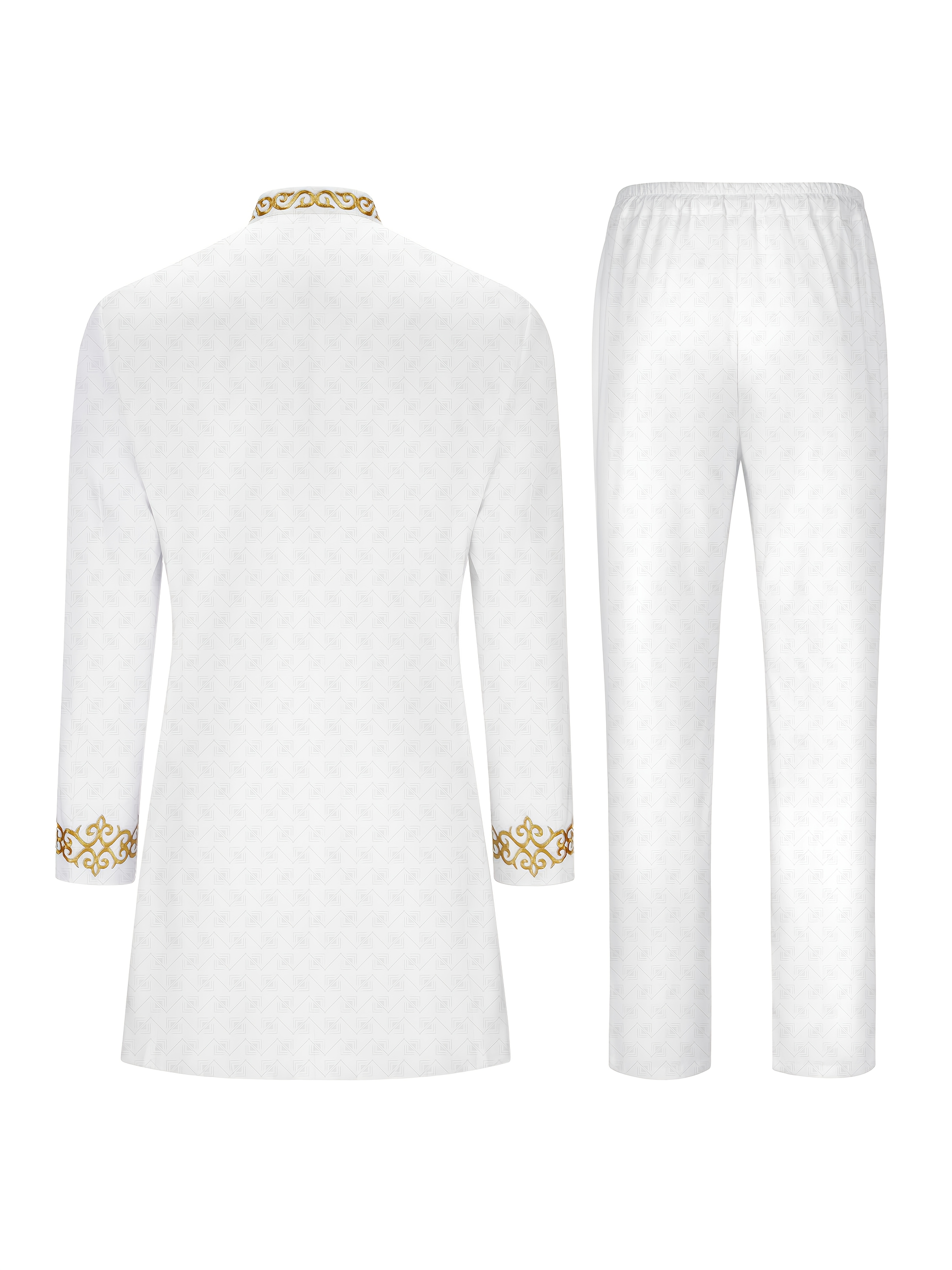 Men's Casual Long-sleeved Two-piece Suit, Mid-length Top And Trousers, Casual Suit, Business Casual, Modern Menswear, Geometric Pattern, Durable Material, Machine Washable, Longsleeve Suit, Matching Set, Office Workers, Stylish Men