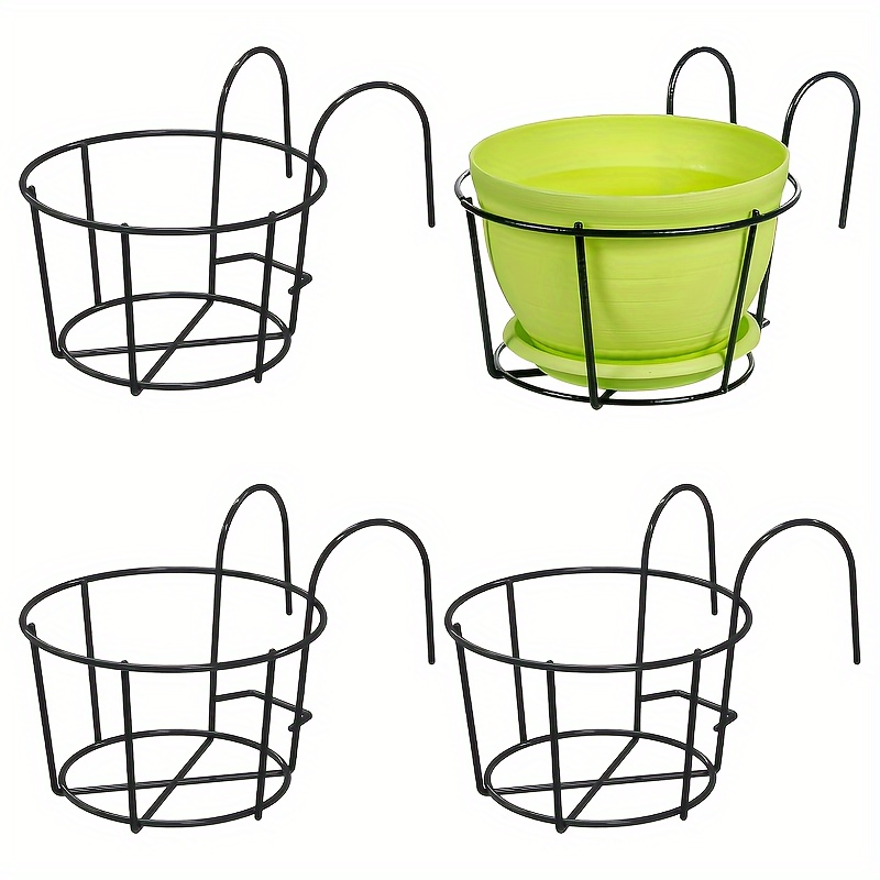 

3-piece Set Round Metal Hanging Planters For Balcony & Fence - Stylish Indoor/outdoor Flower Pot Holders With Plant Rack Plant Pots For Indoor Plants Flower Pots For Indoor Plants