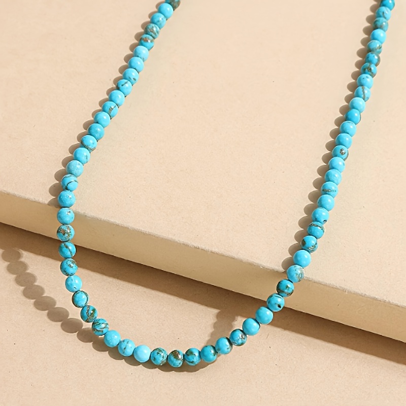 Collana Con Perline Di Turchese Morenci Naturale Autentico Da - Foto 6