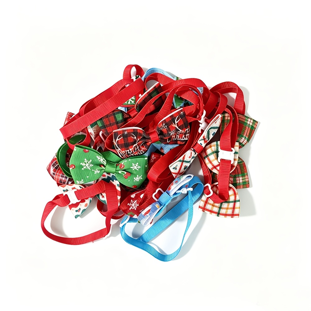 TEMU Lot de 10 nœuds papillon de Noël de couleur aléatoire pour chiens, nœuds papillon réglables pour collier de chien, ensemble de nœuds papillon