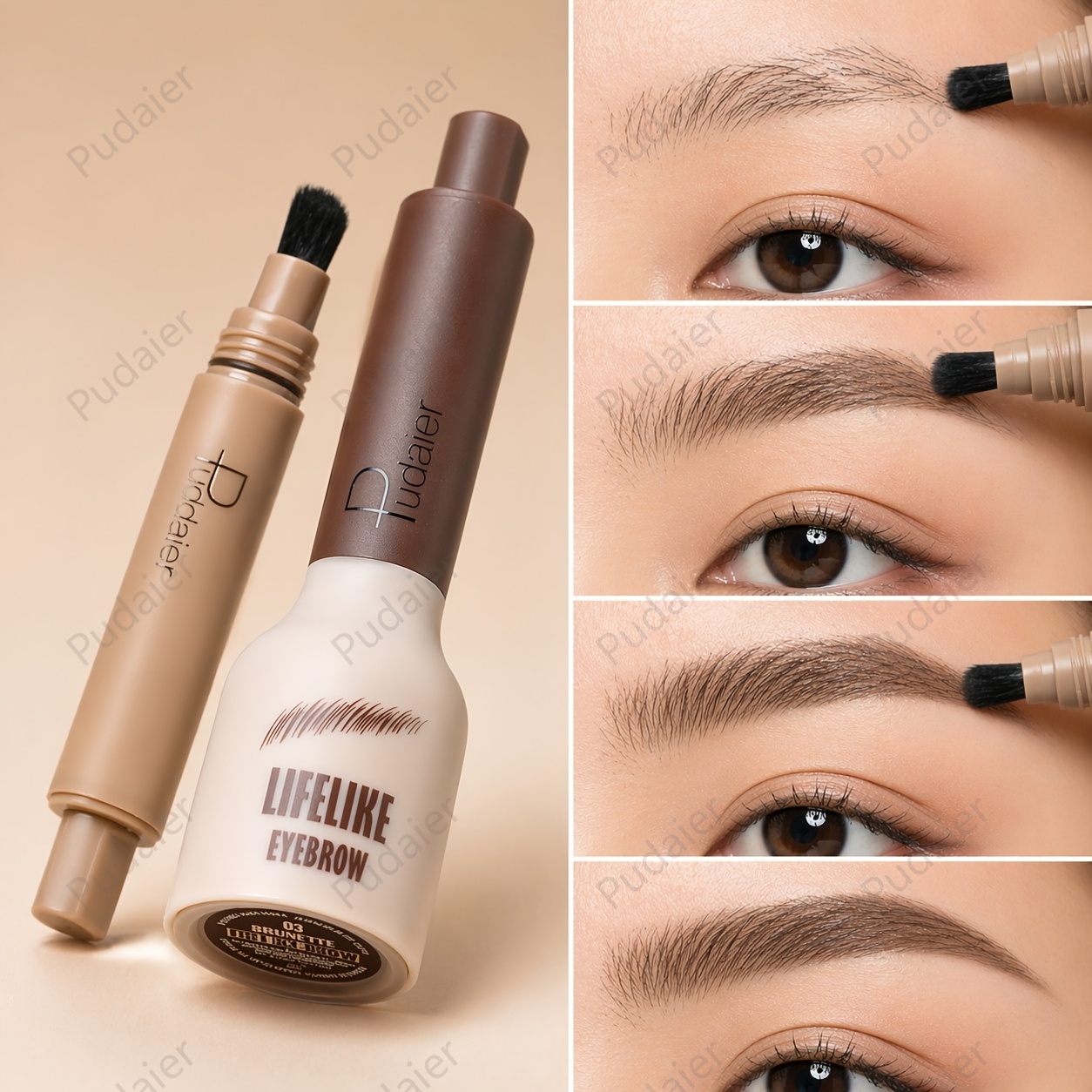 waterproof eyebrow pencil with brush long lasting smudge proof brow pen natural hair like     shape for beginners