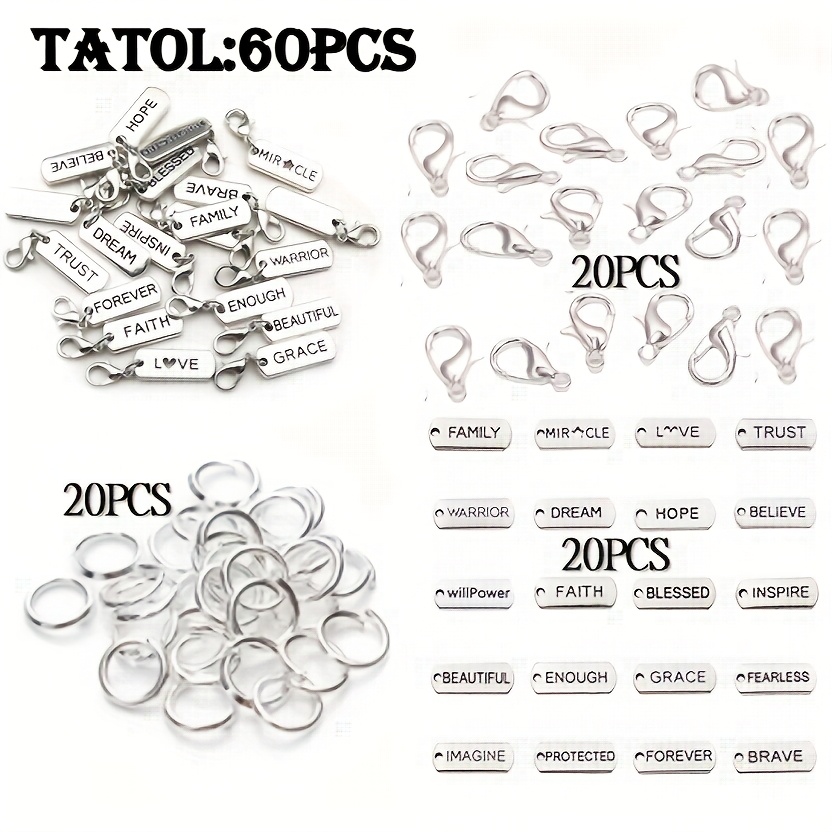 E-shop Dieses Set enthält 60 inspirierende Metallanhänger-Schlüsselanhänger-Komponenten, mit 20 Vintage-Inspirationsanhängern, 20 Biegeringen und 20