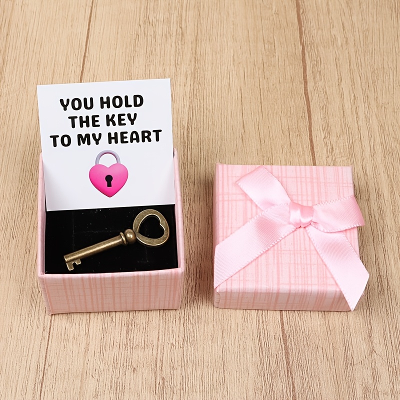 

Boîte Cadeau Thème Clé avec Carte Message 'Tu Tiens la Clé de Mon Cœur' - pour les Couples, & Petites Amies, Parfaite pour la Saint-Valentin