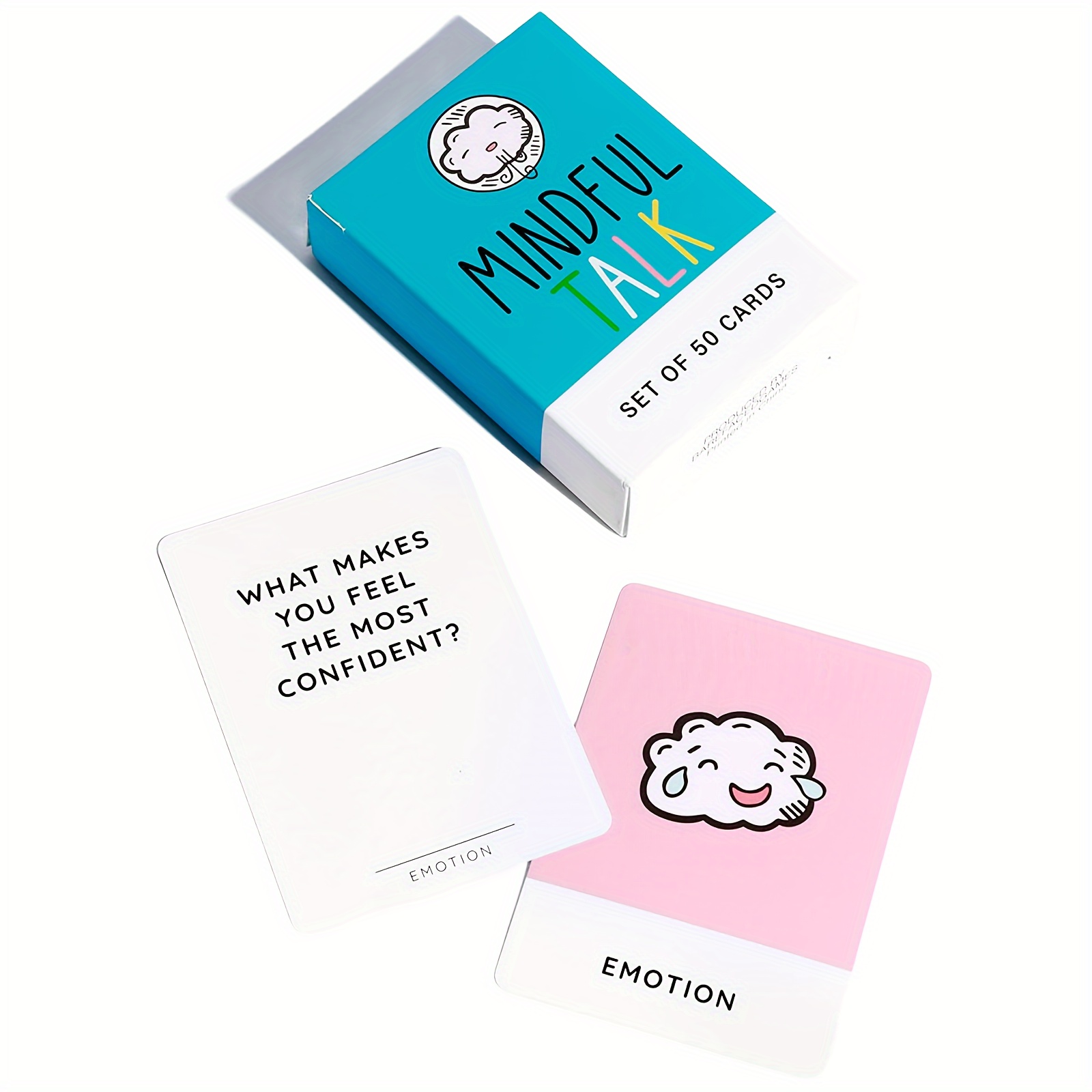1pc - Mindful Talk - 50 Question Cards with Versatile Gameplays. Four Categories: Mindfulness, Emotion, Inquiry, Expression. Includes Scannable Resources And Additional Instructions. Christmas Gifts