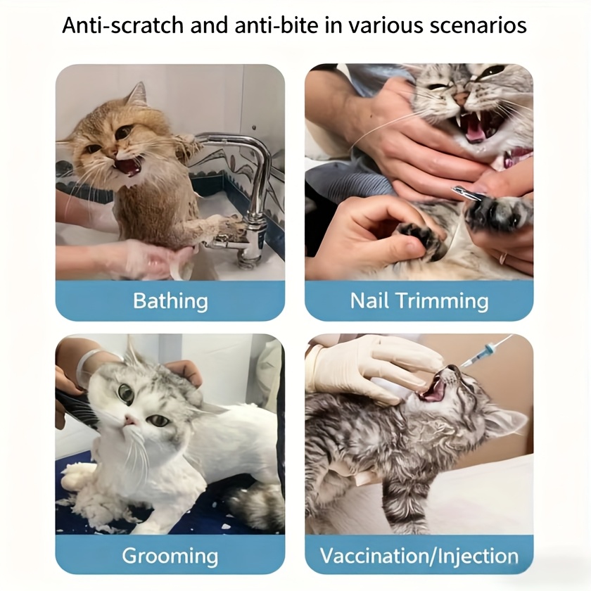 Ensemble de protection pour chat, collier Elizabeth transparent et respirant, comprenant 1 protège-tête et 4 protège-pattes, -léchage et -morsure, spécialement conçu pour le toilettage et le bain, durable et réutilisable