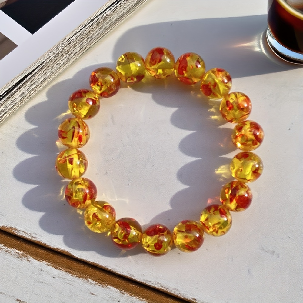 E-shop Verstellbares Armband aus natürlichen Bernsteinperlen – Geeignet für Männer Frauen. Accessoire im Retro-Stil. Reichtums-Armband. Knallbunte