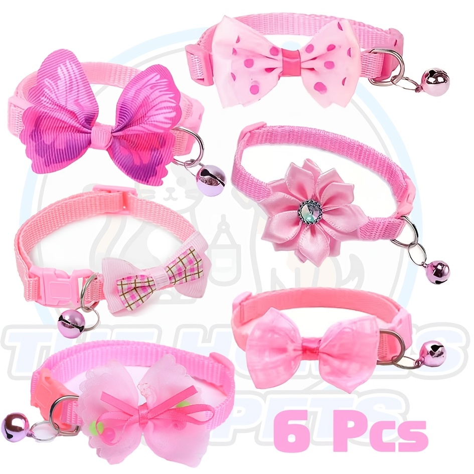 TEMU 6pcs Pack (same Color Collars) Quick-release Collars Suitable For Small Rabbits, Puppies, Kittens - Soft Scratch-resistant Washable Bell