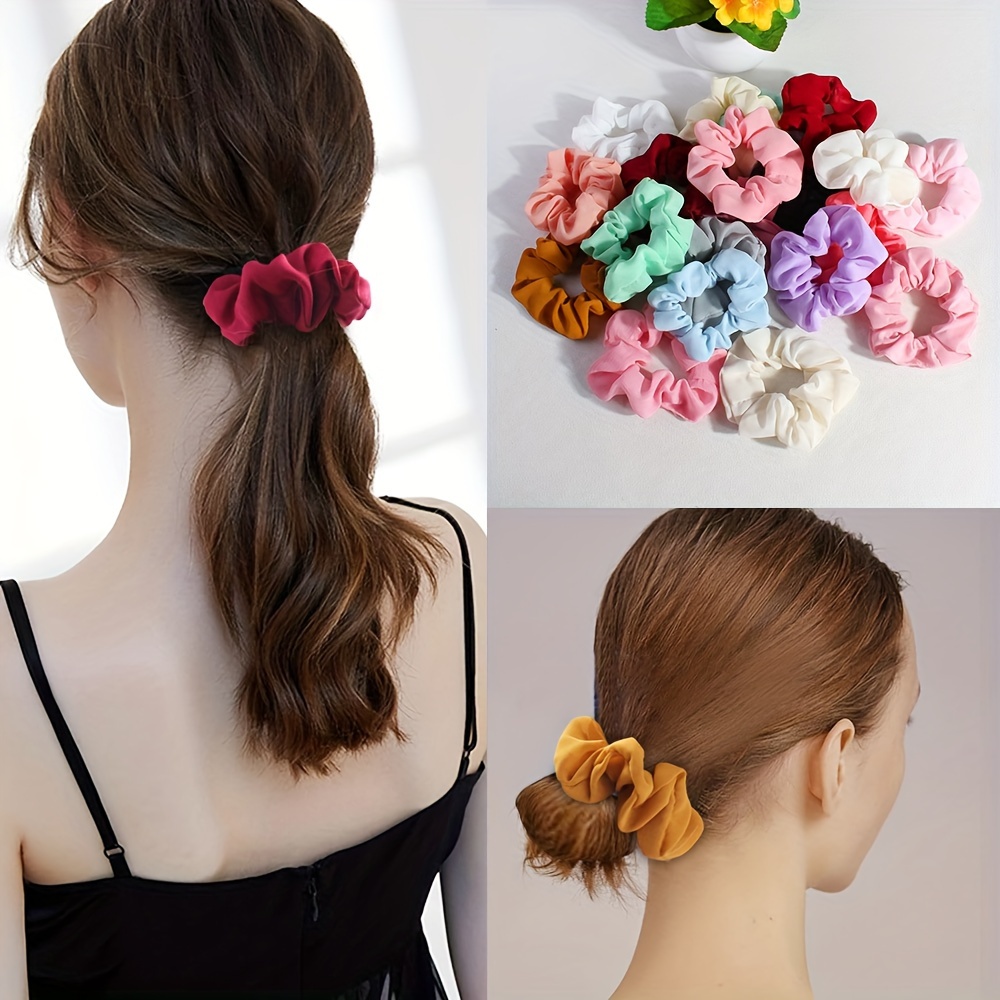 

Assorted Colors Chiffon Hair Scrunchies Non-damaging, Elegant Hair Accessories, Cute & Versatile Simple Hair Ties