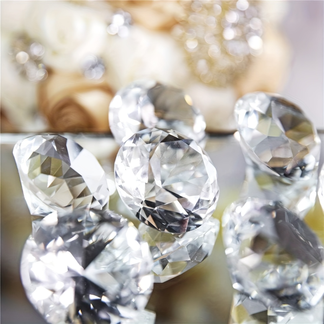E-shop 8 Stück Große 40mm Klare Acryl-Diamanten – Extrem Ausgebreitet, für Hochzeiten, Partys, Tischdekorationen, Vasenfüller, Bastelarbeiten –