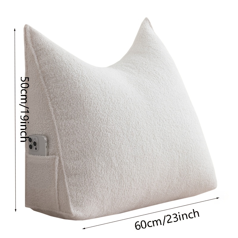 1pc   adult teddy velvet triangular backrest pillow hand washable multipurpose reading cushion with zipper closure   woven polyester fabric no battery needed 300 350g details 6