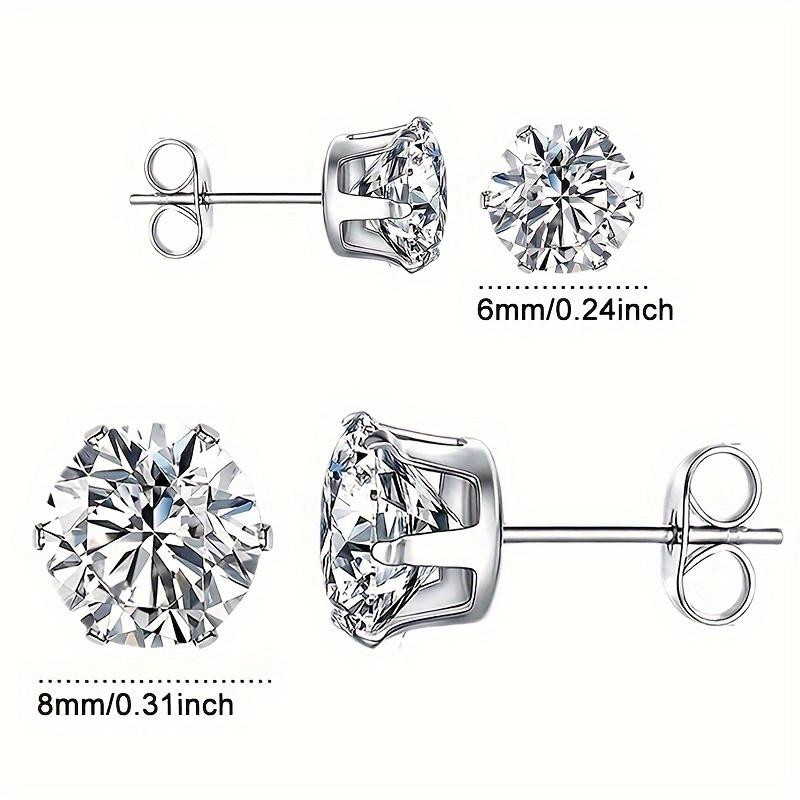 Women's Luxurious Classic Six Claw Shiny Cubic Zirconia Stud Earrings