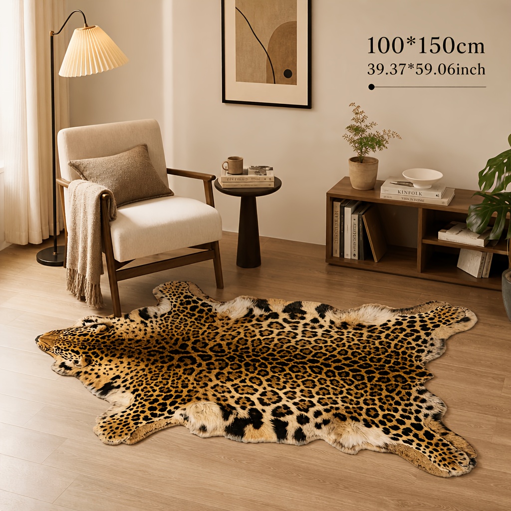 TEMU 2d Flat Creative Carpet, Leopard Skin Carpet Or Leopard Print Faux, Multi-specification Irregular Carpets, Suitable For Hotel , Outdoor Entrance