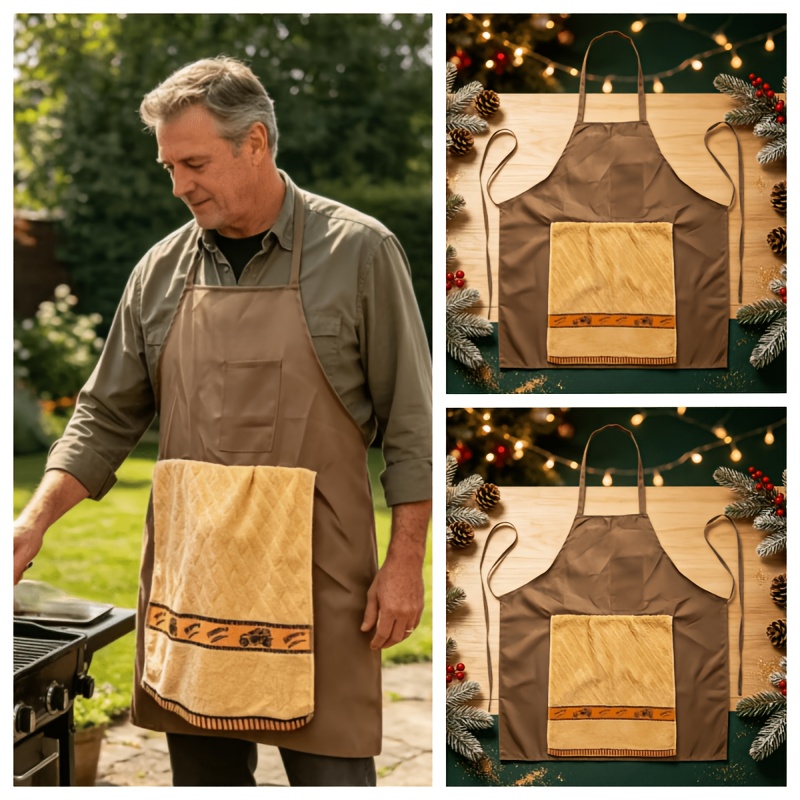 TEMU 2pcs Aprons For Men: Novelty Cooking Apron With Hidden Pocket Surprise. Ideal Prank Bbq Apron For Husband, Dad, And Boyfriend. Perfect Gag Gift