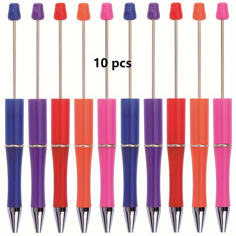 TEMU 10pcs, 10pcs Macaron Color And Fluorescent Color Bead Pens, Can Diy Bead Plastic Round Ball Pens, Used To Make Gifts For Office Teachers And