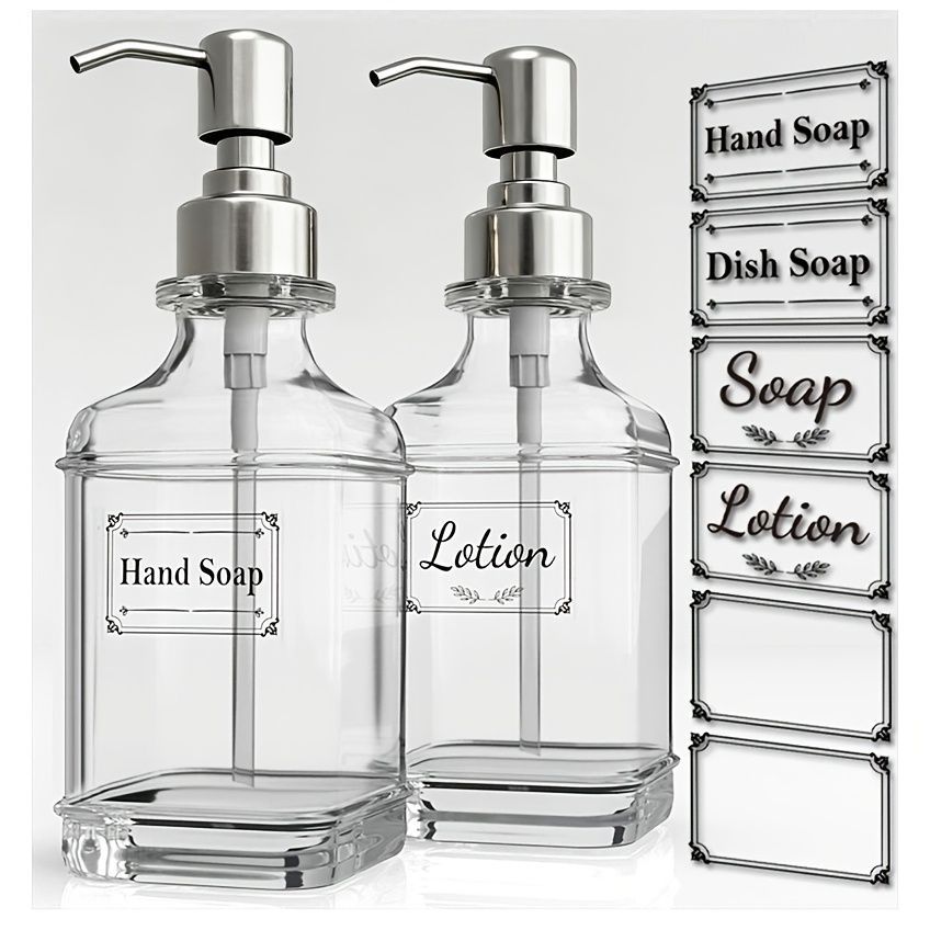 TEMU 2pcs 300ml Dispenser Bottle Pump, Soap Dispenser, Shampoo Empty Bottle, Transparent Glass Hand Bottle