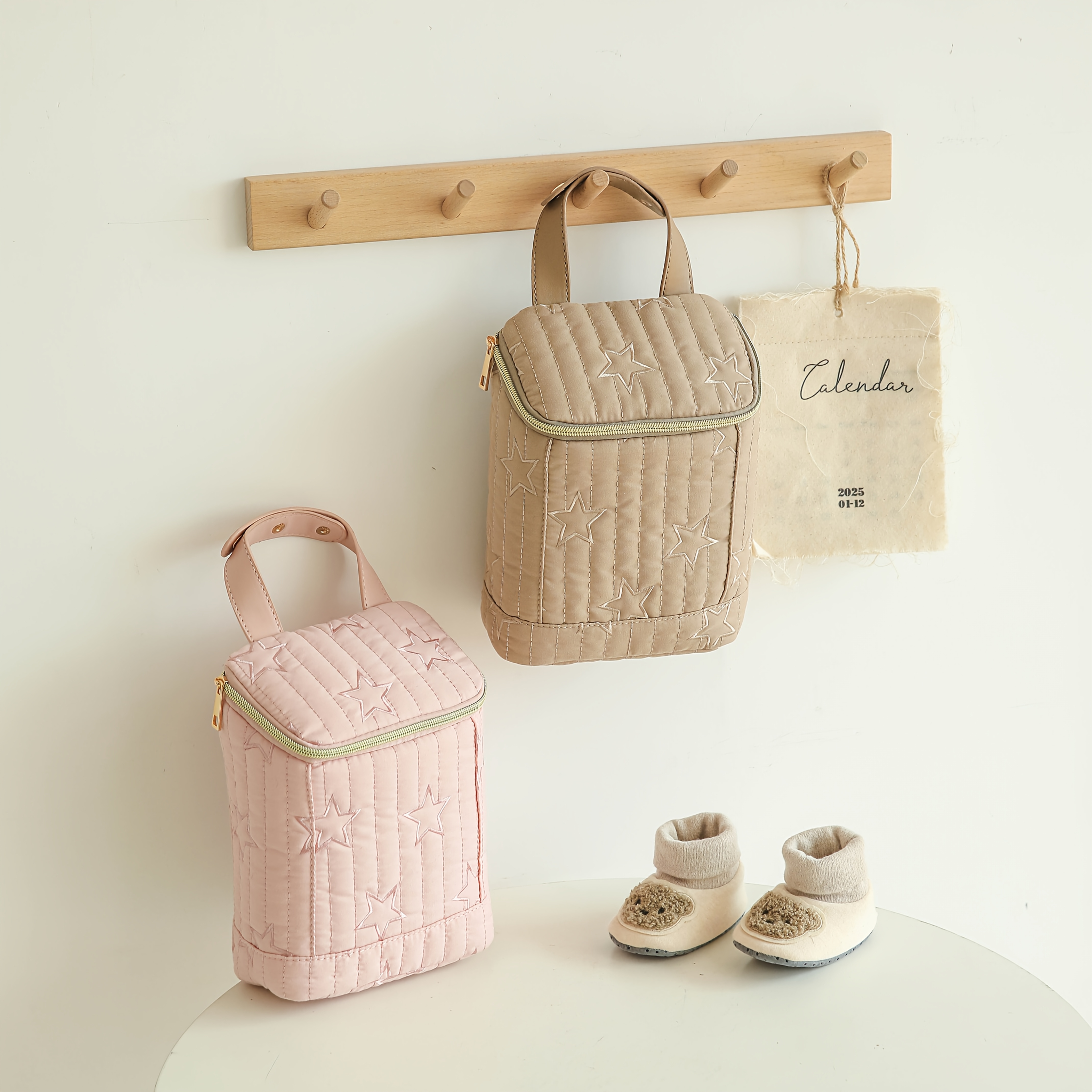 quilted cooler bag, windelbeutel für   und väter - stilvoller reiseorganisator mit mischfarbenen geometrischen muster, mehreren fächern, strapazierfähigem polyesterstoff für die wichtigsten dinge, flaschen und windeln, windelbeutelzubehör, stilvolle windelbeutel, isolierter windelbeutel