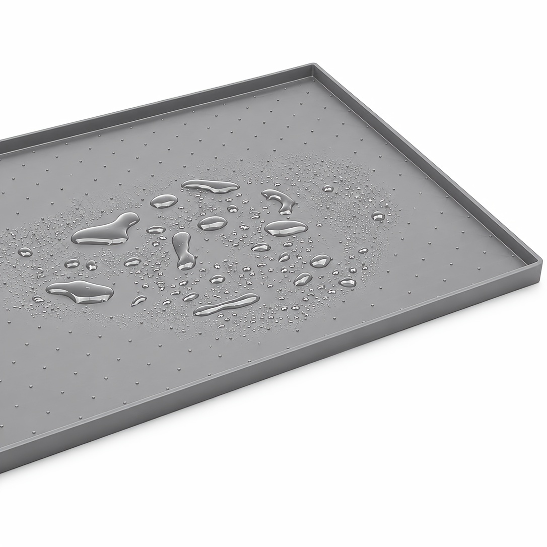 TEMU Feeding Mat For , Dog Food Mat With Raised Edge, Non-slip Paw Print Design Bowl Mat, Easy Protector For Messy