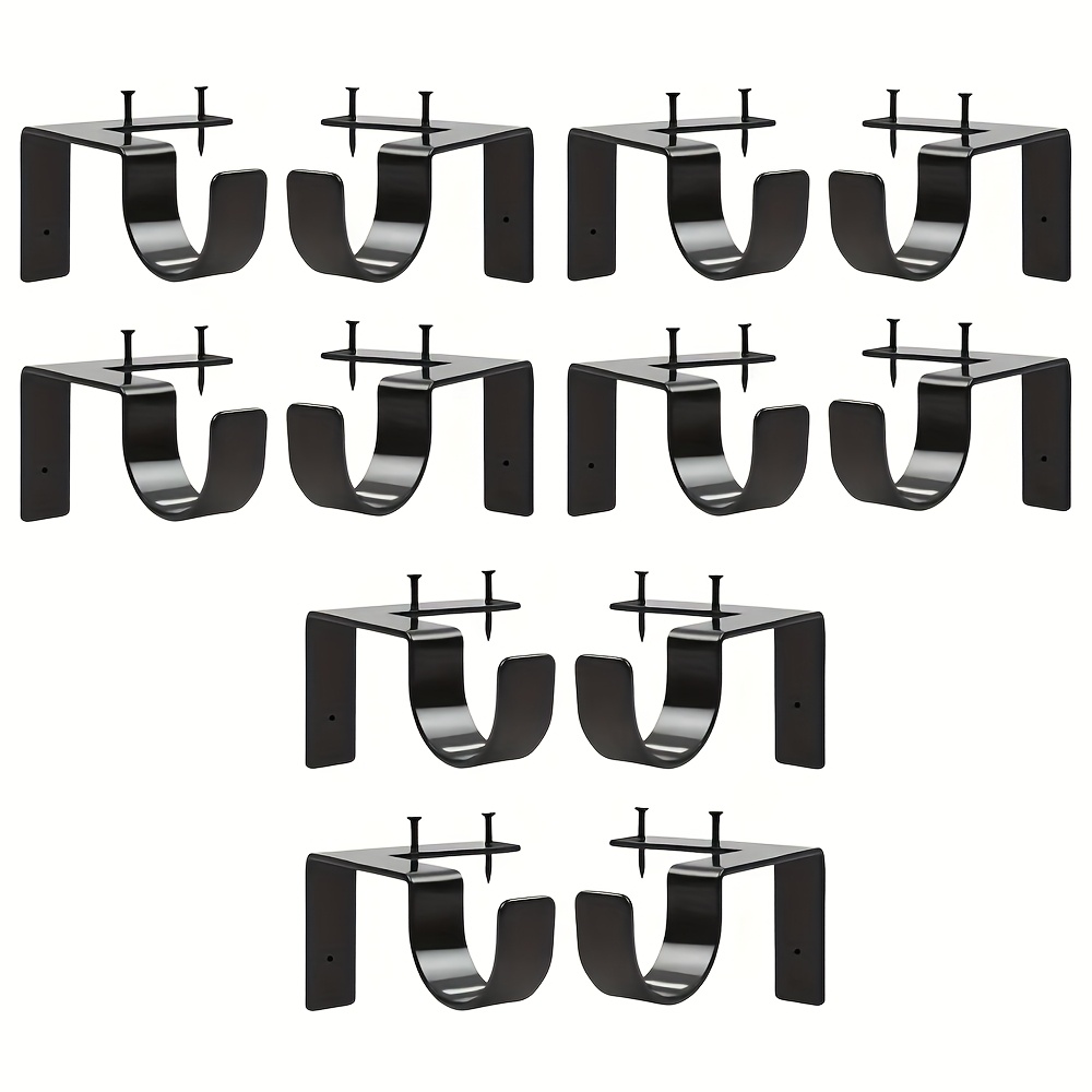 TEMU 4/8/12pcs No Drill Curtain Rod Brackets, Adjustable Metal Heavy Duty Curtain Rod Holders, Screwless Curtain Rods Hooks For Home