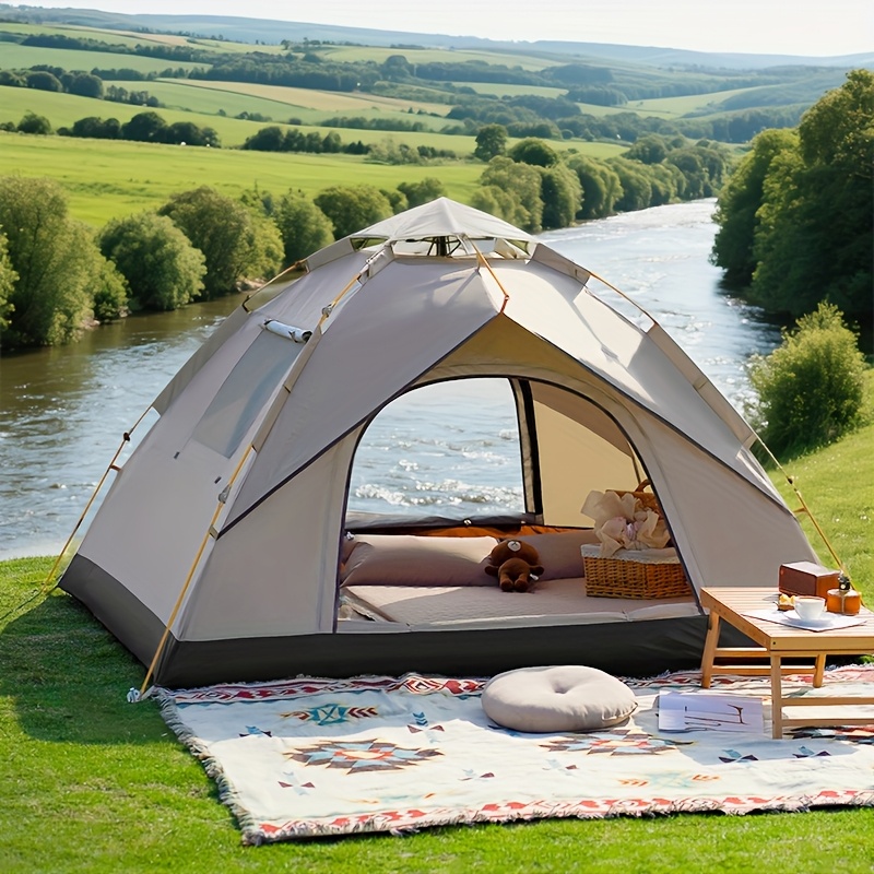 2 4 person windproof and   oxford tent easy to set up portable tent for camping hiking travel automatic   up quick setup