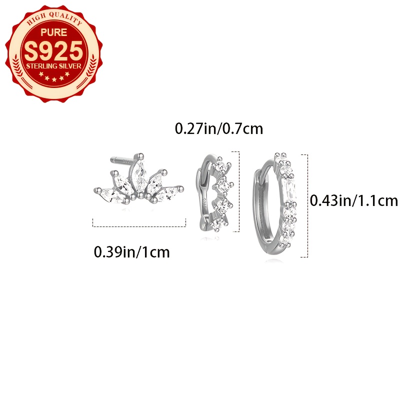 Women's S925 Fan-Shaped Stud Earrings, Elegant & Cute