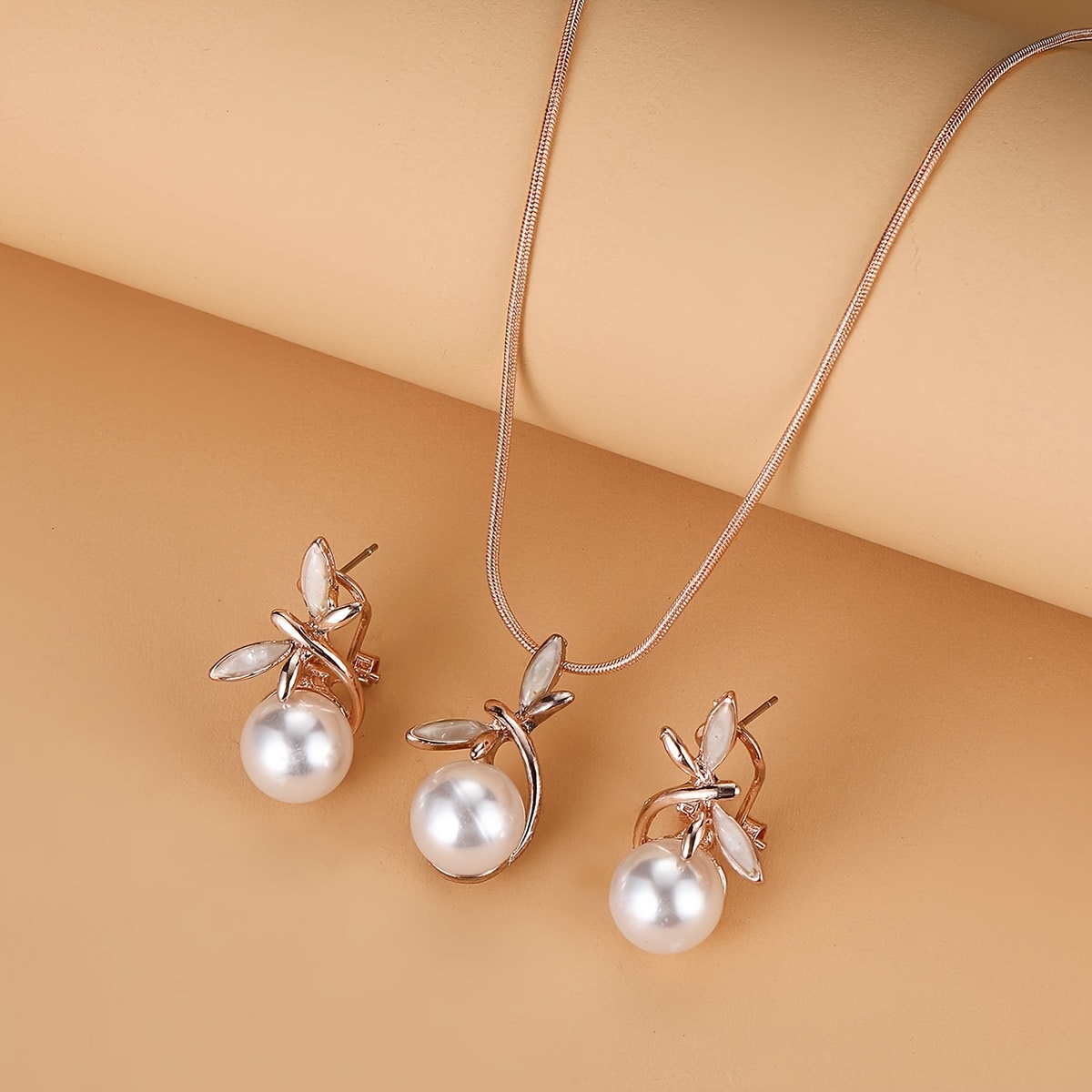 TEMU Vintage Elegant Alloy Jewelry Set, Dragonfly Pearl Pendant Necklace And Earrings, Unisex Fashion Accessories, For Celebrations, Birthdays, Valentine's, And Day
