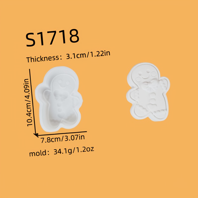 Silicone Resin Mold For Christmas Gingerbread 3d Decoration, Candle Silicone Mold, Plaster Ornament Silicone Mold, Silicone Mold For Home Decor, Epoxy Resin Mold S1718 34.1g