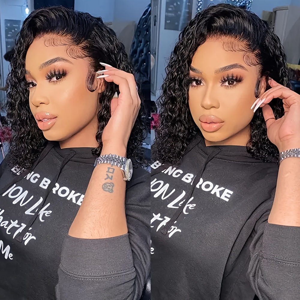 

240 Density Deep Curly Bob Wigs Human Hair 13x4 Hd Lace Frontal Wigs Human Hair Pre Plucked With Baby Hair Glueless Wigs Curly Wave Wigs 8-20inch