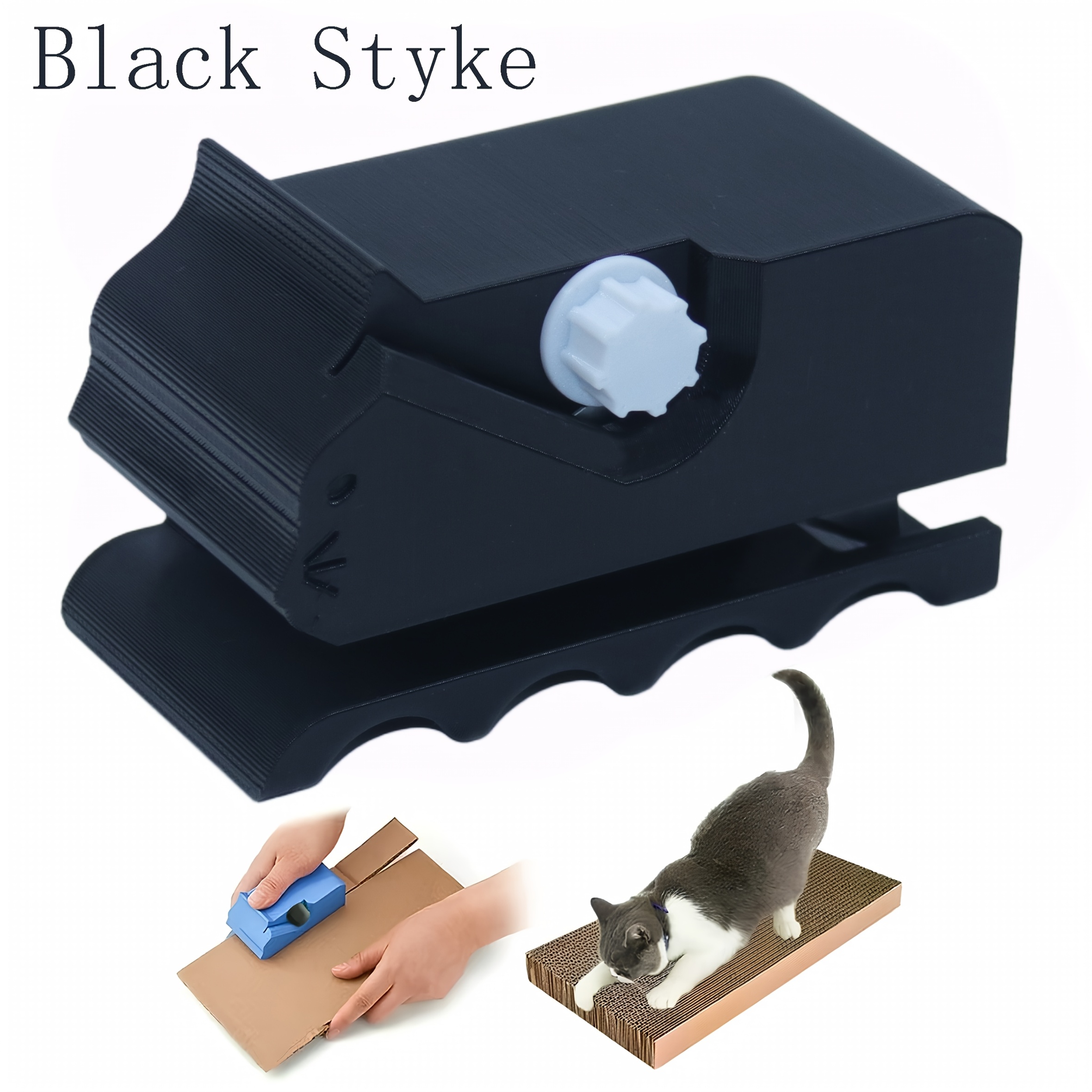TEMU 1pc Cutter For Cat Scratchers 3d Printed Kitten Shaped Cutter Cardboard Handheld Cardboard Cutter Tool Diy Cat Scratchers Cardboard Strip Tool