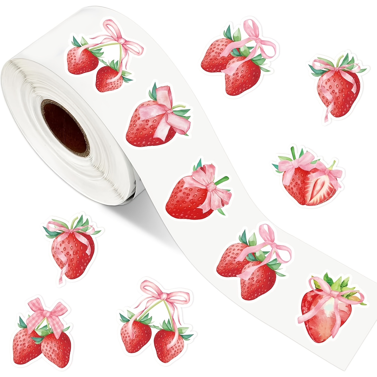TEMU 500 Sheets Per Roll Of Watercolor- Bowtie-themed Self-adhesive Stickers For Decoration Baking Packaging Office Labels And Sealing Labels