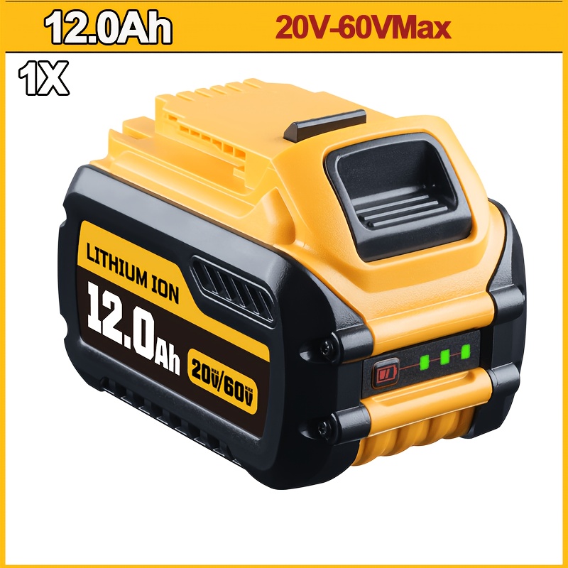 TEMU 1 Pack 12.0ah 20v-60vmax Dcb606 Del1815g Replacement For 20v/60v Compatible With 20/60 Volt Batteries Dcb609 Dcb606 Dcb612 Dcb200 Dcb201 Dcb203