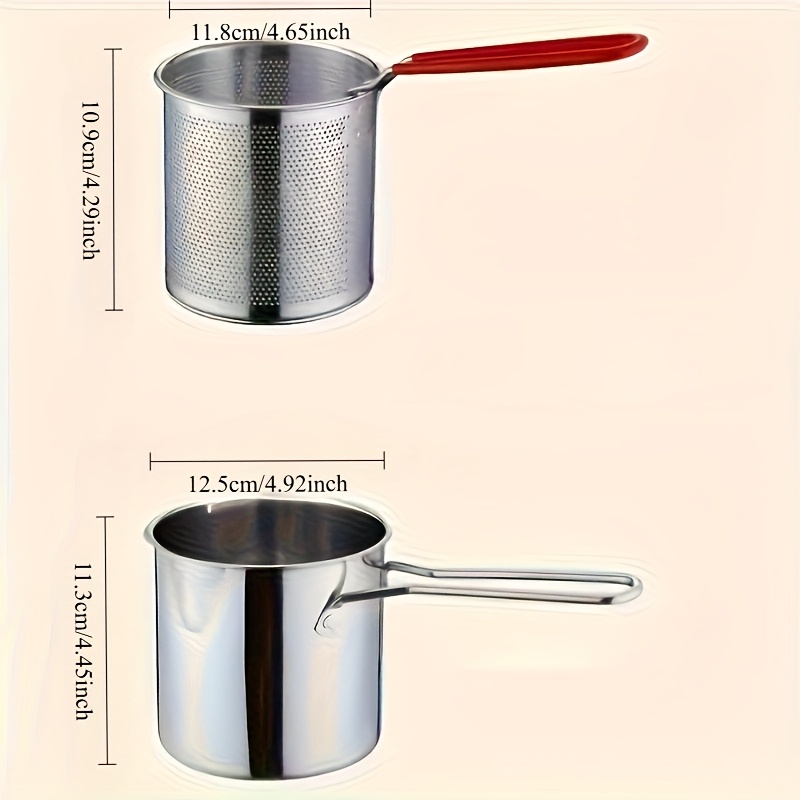 TEMU A Deep Fryer Made Of Stainless Steel Featuring A Filter Rack - Compact, Sturdy, And Easy To Clean, Ideal For Preparing , Fish Fillets, And Chicken - A Must-have For Home Kitchens