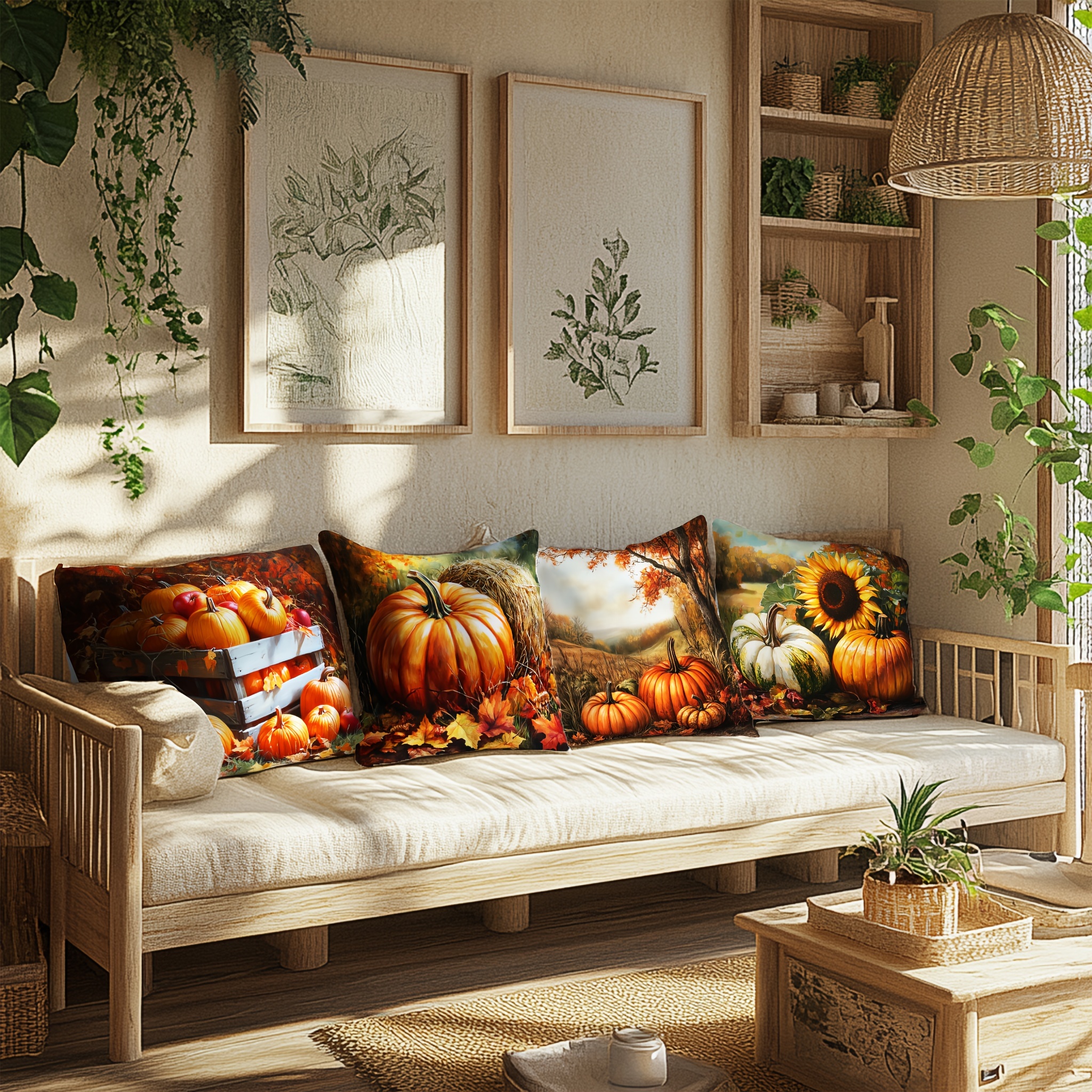 

4pcs & Thanksgiving Decor Set - , & - 18x18 Sofa Cushion Covers , Washable For And Bedroom