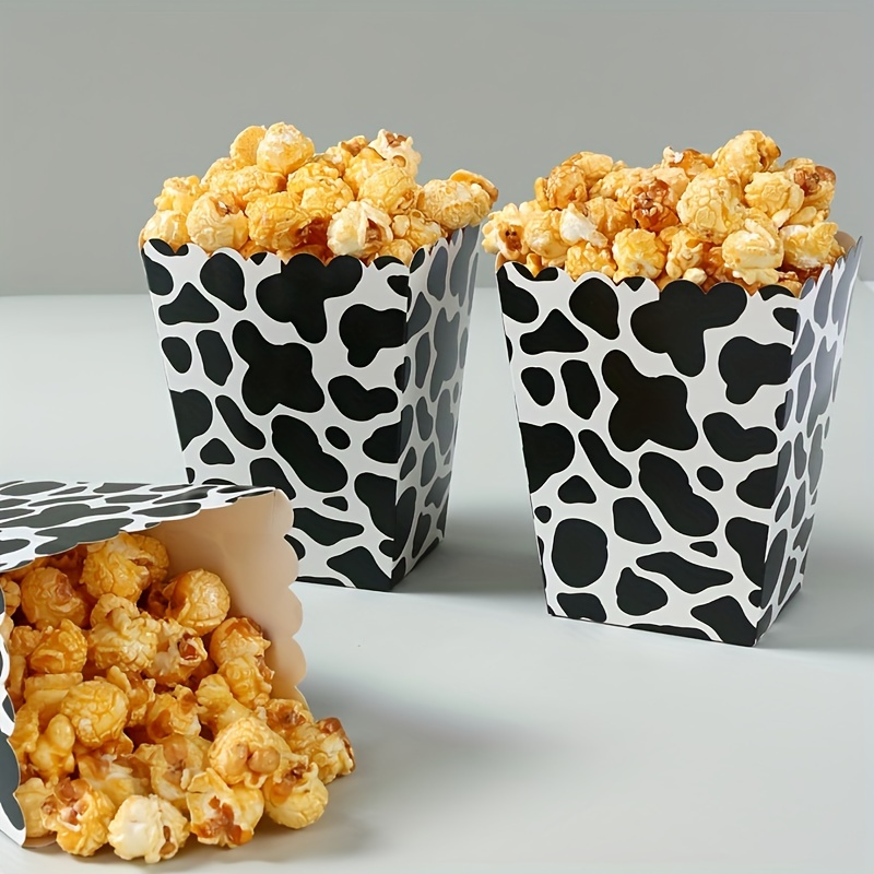 

10-pack Cow Print Paper Popcorn Boxes, Farm Animal Themed Party Favors, Birthday & Baby Shower Decorations, No Electricity Needed