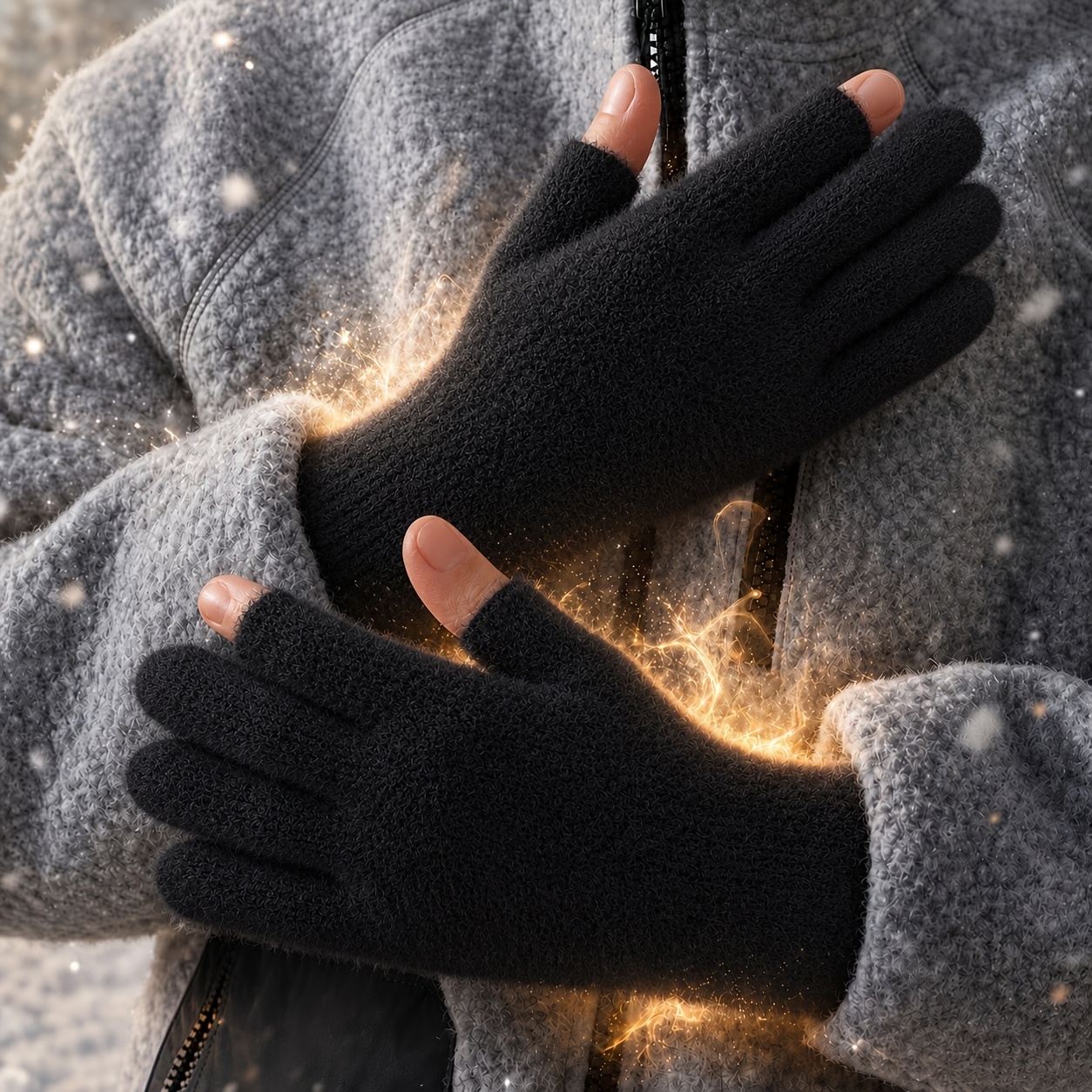 TEMU 1 Paire de Gants Thermiques Unisexe, Compatibles avec les Écrans et les Gants à Doigts, Adaptés au Froid, pour la Conduite Air, Ajouts d'Hiver,