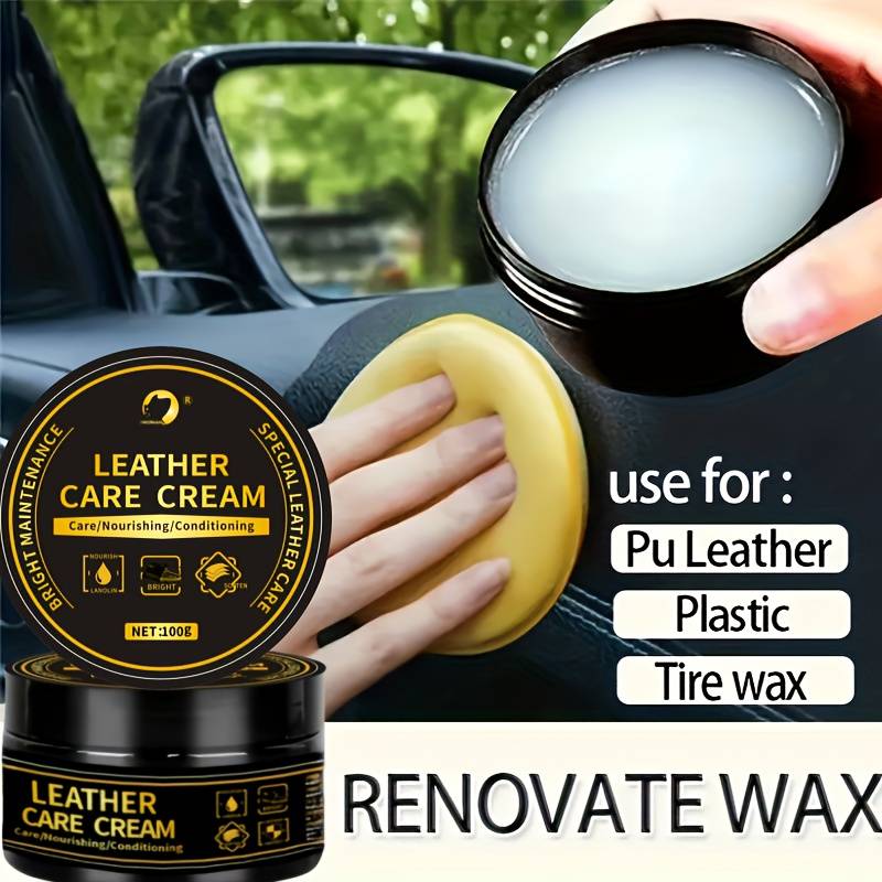 Kufi Car Interior Plastic & Leather Restorer Kit – Includes Polish, Wax, Cleaner, Sponge – Made In China