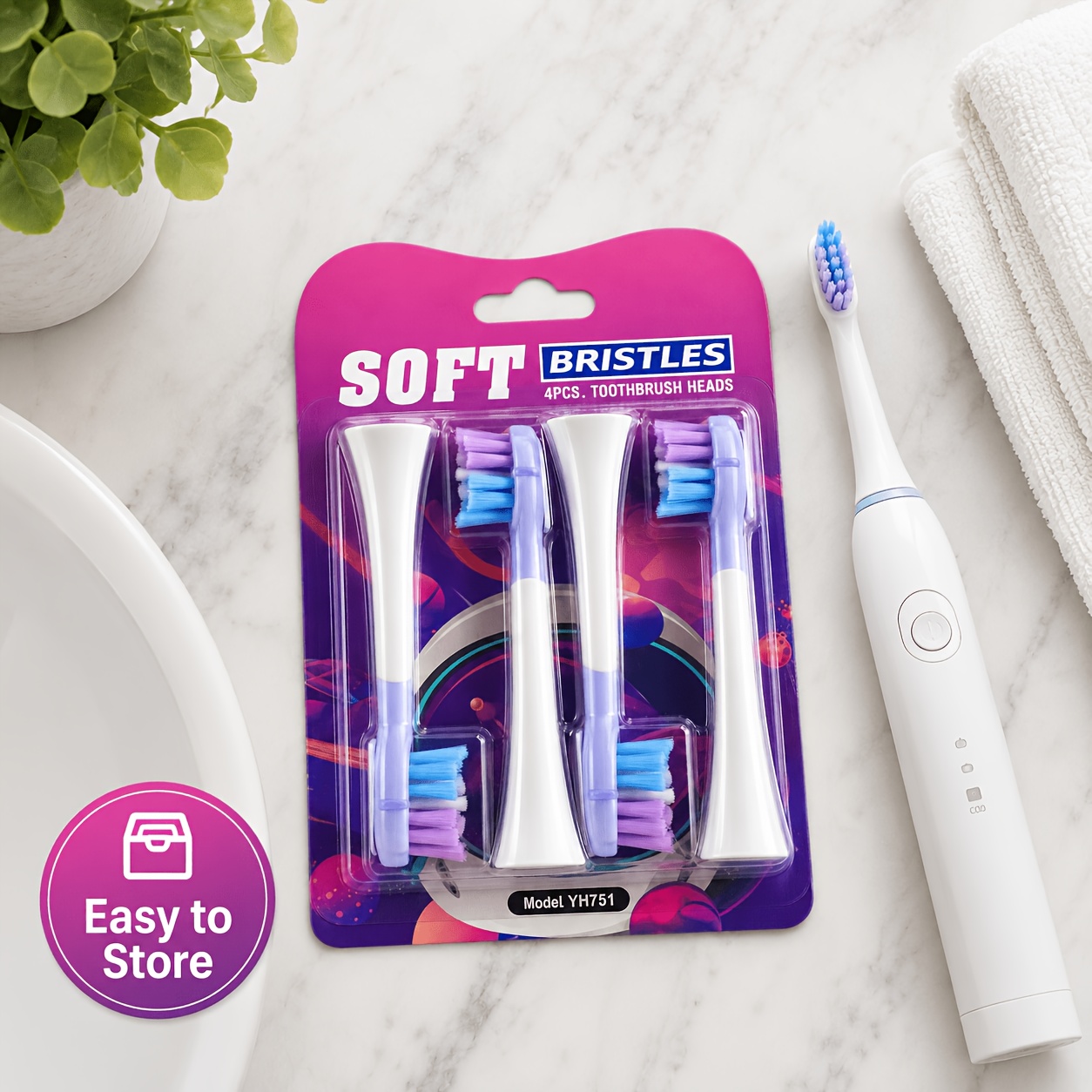 4-Pack Soft Bristle Electric Toothbrush Replacement Heads