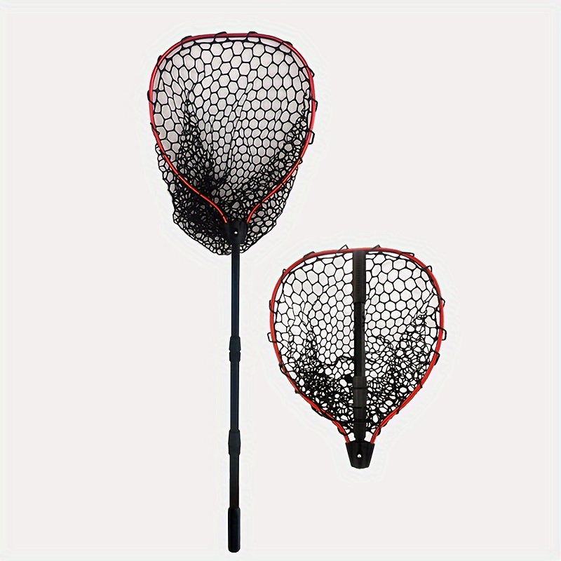 Image of New Aluminum Alloy Fishing Landing Net, Aluminum Alloy 3-section Telescopic Pole, Sturdy And Durable, Silicone Mesh, 3-section Retractable Landing Net, Total Length: 162cm/63.77in