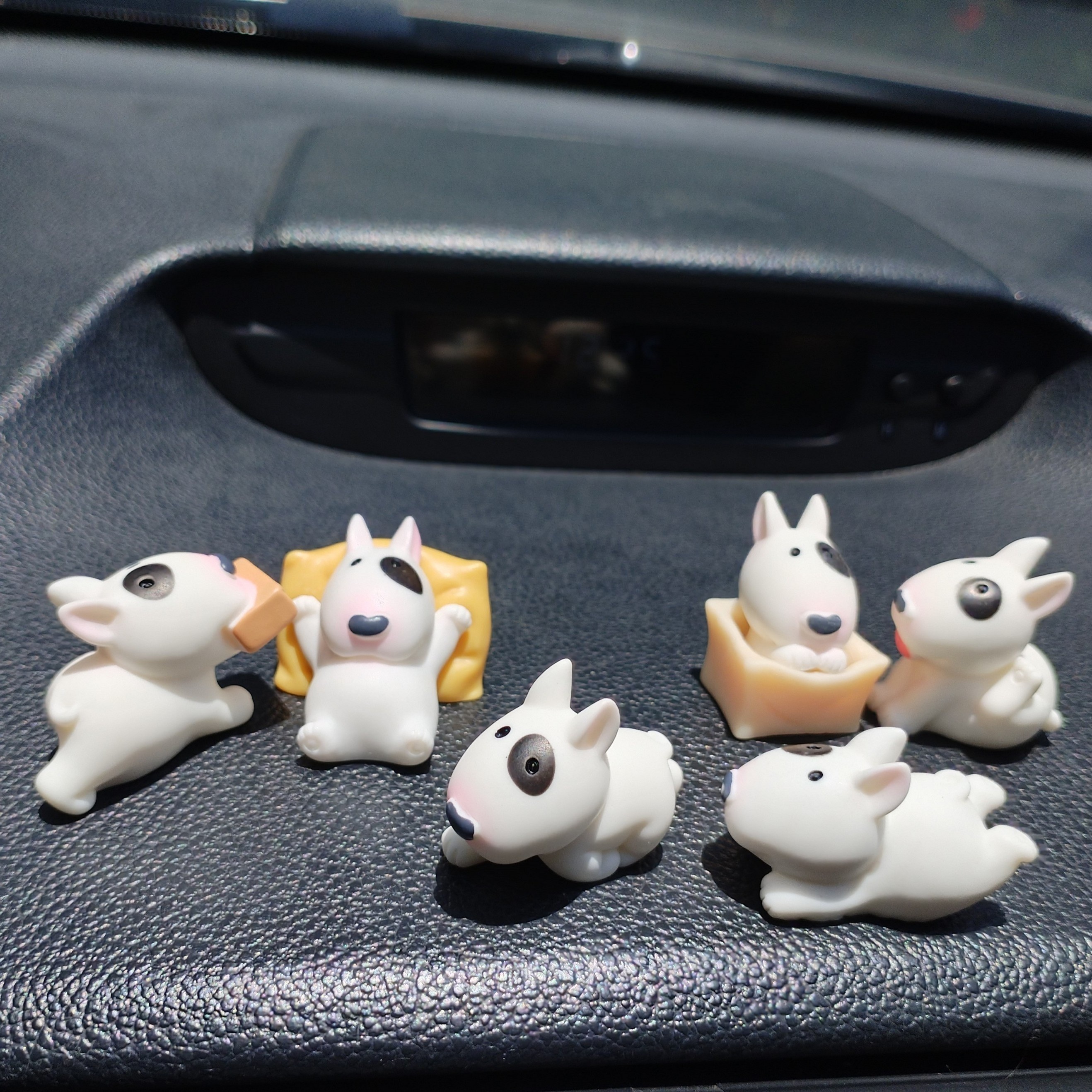 

6pcs Pvc Bull Terrier Dog Figurines - Car Dashboard Decoration, Collectible Puppy Statues, Miniature Animal Figures For Home, Garden, Sandbox Decor, Pet House Adornments, Cake Toppers, Gift Idea