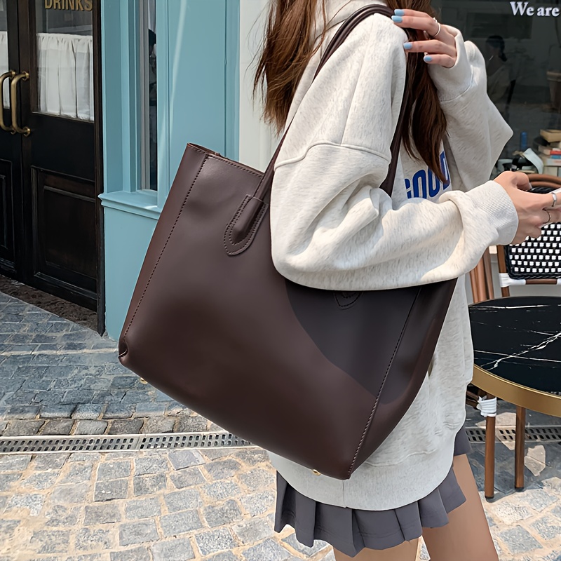 

Sleek Ensemble, Chic Solid Color Women's Crossbody Bag With Matching Clutch - Versatile, Vintage Style, Pvc Material, Closure - All