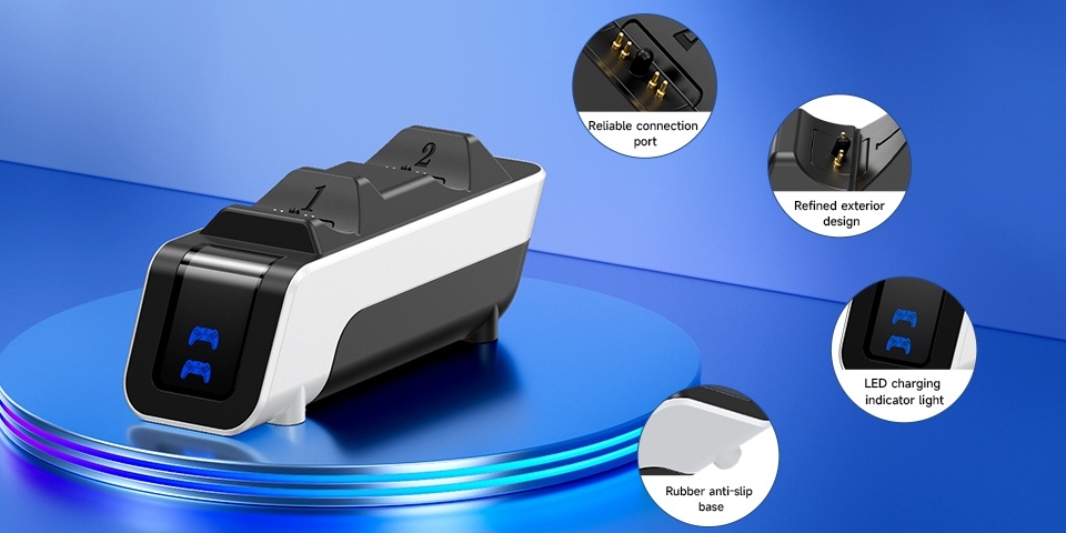 For Ps5 Controller Charging Base, Charging Head Breathing Light, ABS Material Non-Slip, Dual Fast Charging Grip Charging, Black And White Mechanical Wind Design, for Ps5 Additions 14 For Ps5 Controller Charging Base, Charging Head Breathing Light, ABS Material Non-Slip, Dual Fast Charging Grip Charging, Black And White Mechanical Wind Design, for Ps5 Additions