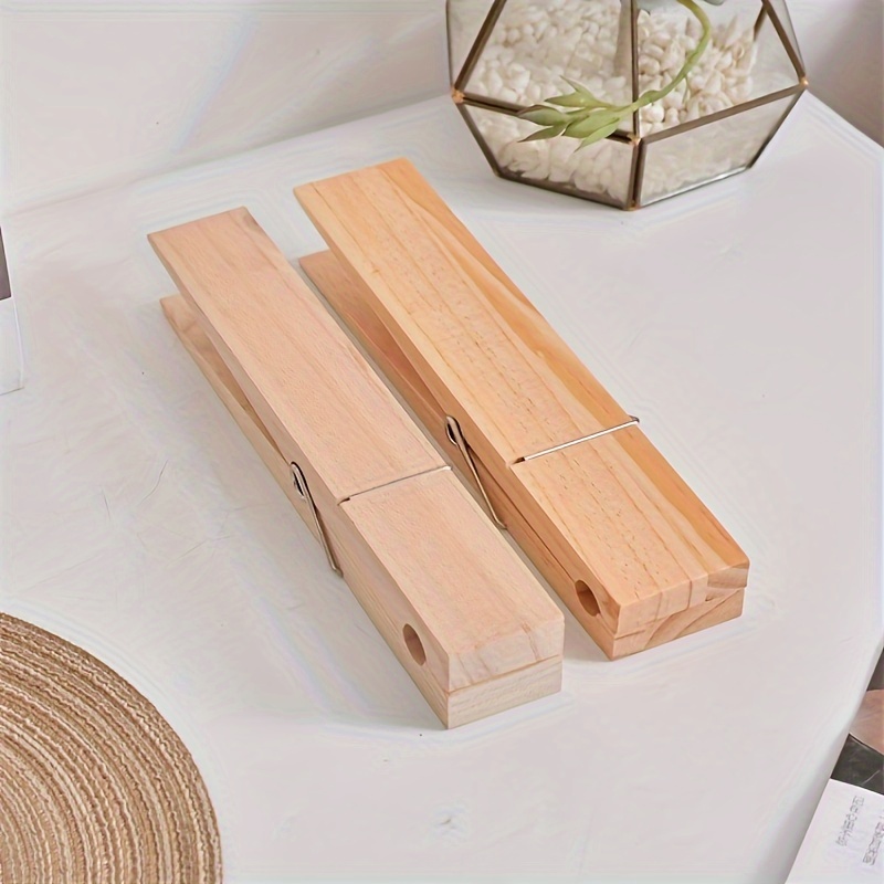 

2-pack Casual Wooden - Wall Mount Polished Wood Clips, Rust Resistant Large Clothes Pegs For Bathroom Decor, Elegant Wall Mounted Towel Racks For Bathrooms And Balcony