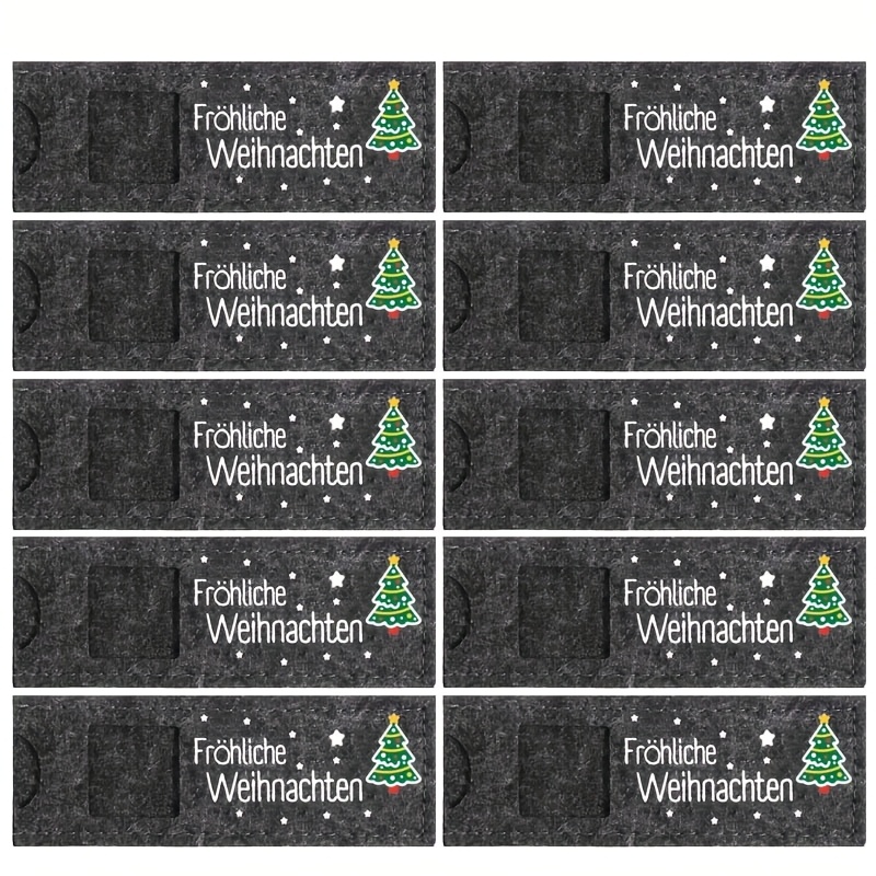 Image of 5 Christmas Felt Gift Bags — German "merry Christmas" With Christmas . Suitable For Chocolate Packaging, Christmas Gifts, And Party Favors. Used As Gift Boxes, Favor Boxes, Or Distribution Boxes