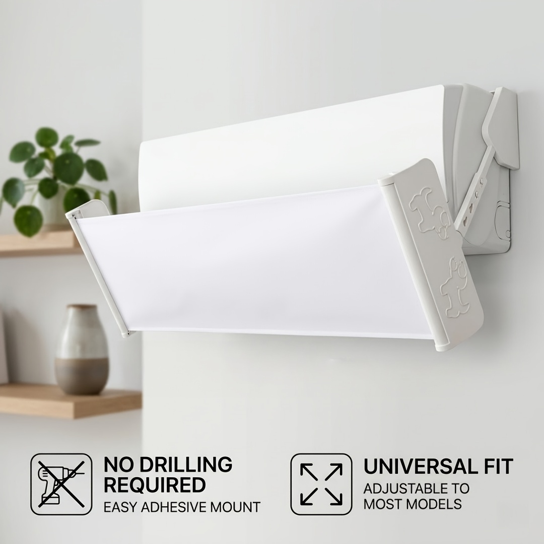Retractable Air Conditioner Deflector - No-drill Adjustable Ac Wind Shield, Anti-direct Blowing & Anti-condensation Mesh For