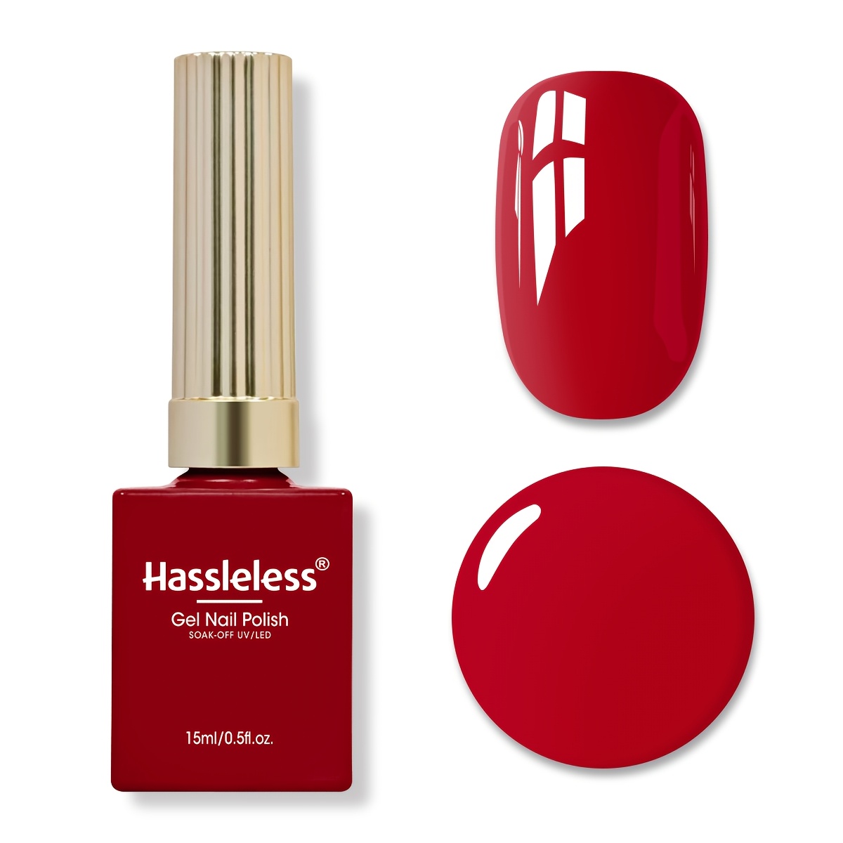 TEMU 1pc Gel Nail Polish 15ml Bow Glass Bottle | Gift, Shiny Bright, Strengthening, Soak Off, Rose Red, Long Lasting Up To , Chip Resistant, Suitable