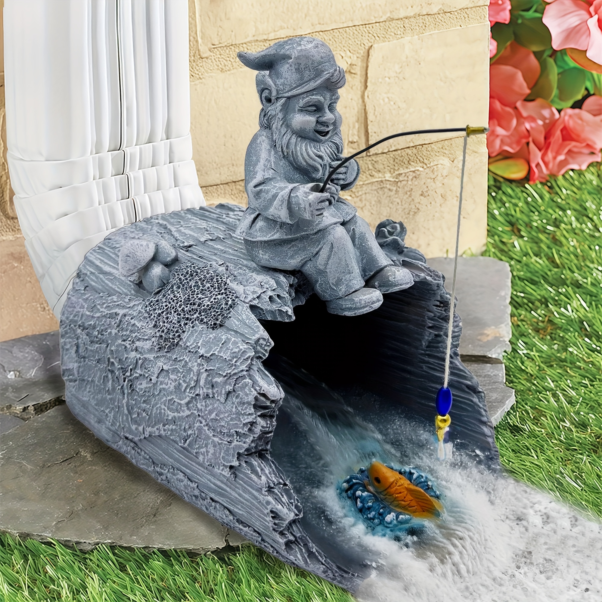 Sculpture Gnome Downspout Decorative Resin Gutter Extension