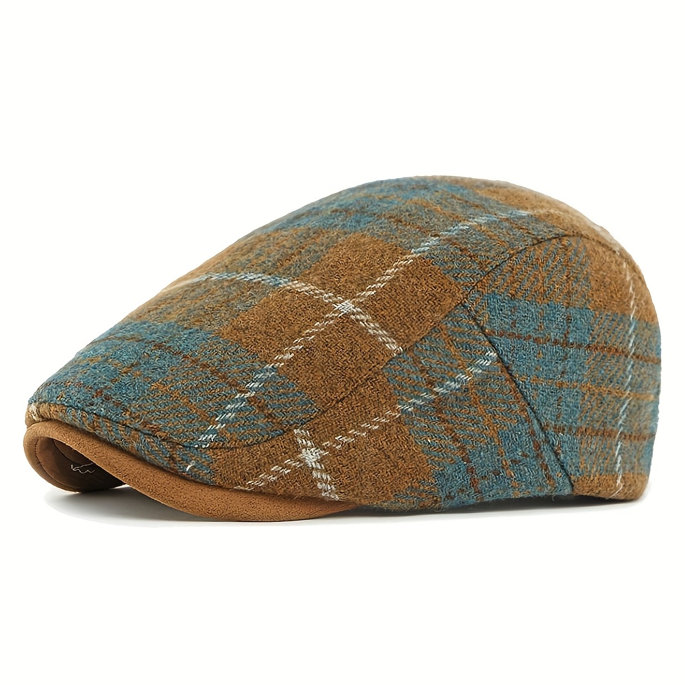TEMU Random Pattern Non-positioning Style 2025 Autumn Winter New Tweed Tweed Beret Men's Baseball Cap