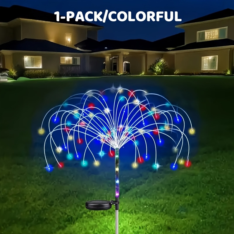 Image of 1/4pcs Solar Outdoor Garden Led Lights, Solar Fireworks Lights, Garden Fireworks Lights, 8 , Fairy Decorative String Lights, Suitable For Courtyard, Flower Bed, Terrace, Flower Pots, , Lawn Decoration