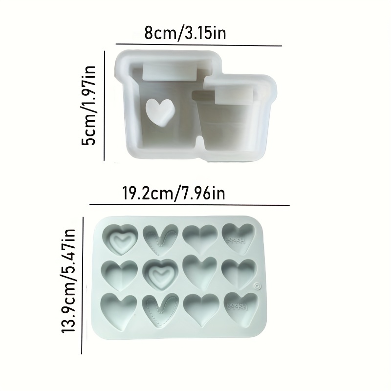 E-shop Harzgussformen 2 Stück Blumenkorb und 12-Fach Herz Set Dekorative Platten Guss Gipsformen Heim Desktop Dekoration Urlaubsgeschenk Harz Gips